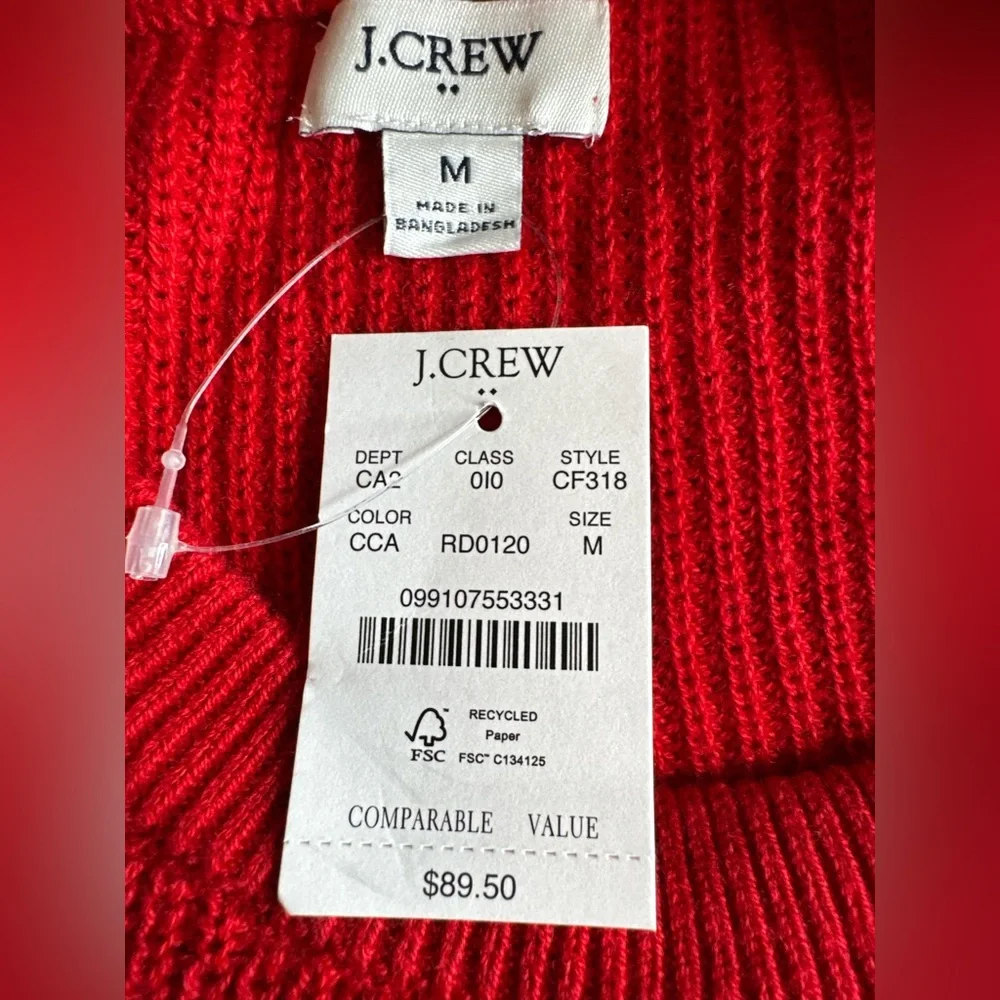 J. CREW Button Raglan Crewneck Sweater, Size M.